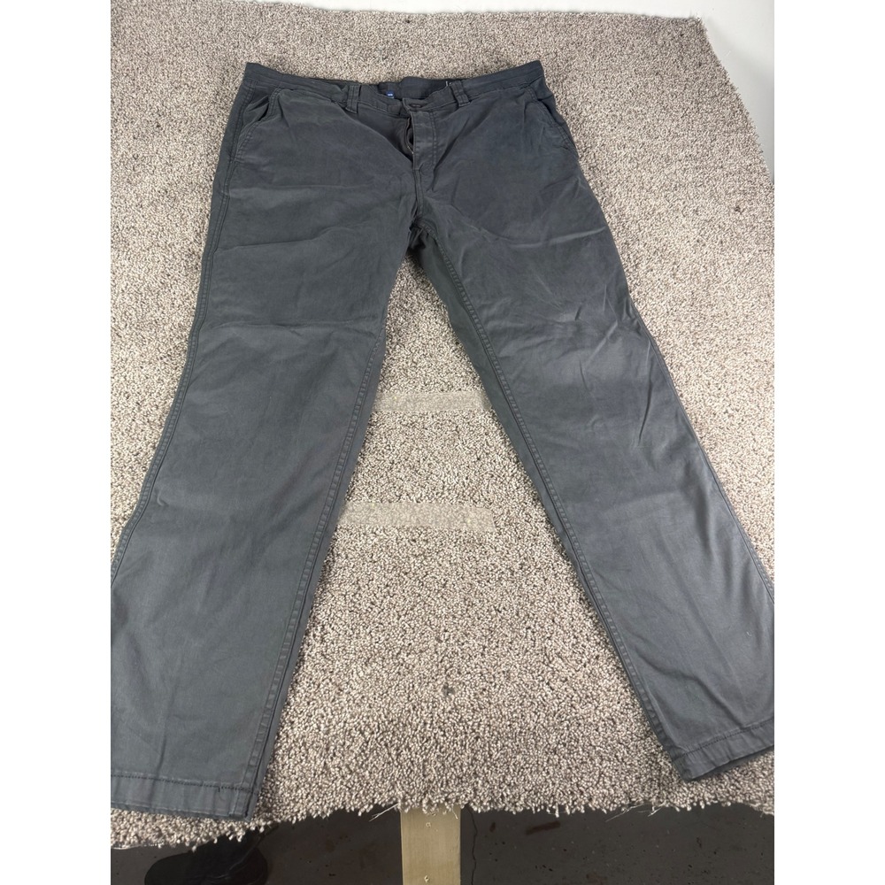 George Mens Slim Straight Chino Pants Charcoal Gray 40x32 Flat Front Trousers